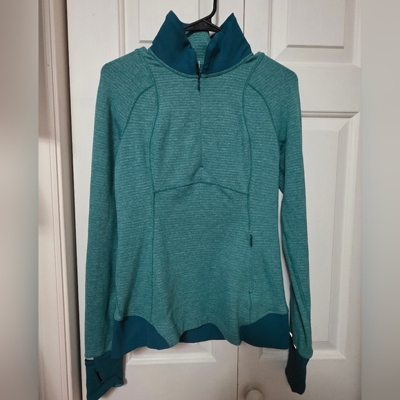 Lululemon Runderful 1/2 Zip Mini Check Pique Hunter/Heathered Green/Teal Size 6 - Picture 2 of 9